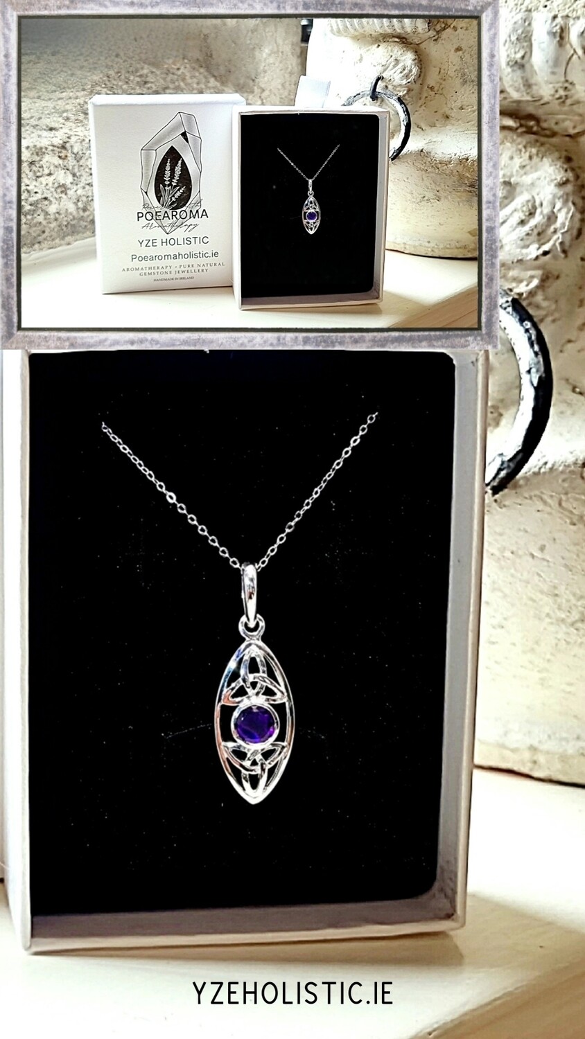 Amethyst Crystal Celtic Pendant Necklace Positive Energy Strengthens and  Balance the Aura 