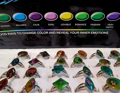 Mood Rings Dry Flower Mood Emotion Color Change Alloy Rings Adjustable