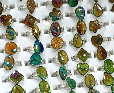 Mood Rings Dry Flower Mood Emotion Color Change Alloy Rings Adjustable