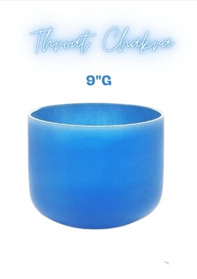 Crystal Singing Bowl Throat Chakra G-tone 9&quot; 432 Hz