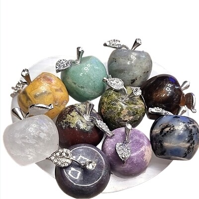 Crystal Apple Worry stone  Carving  Figurine 30mm