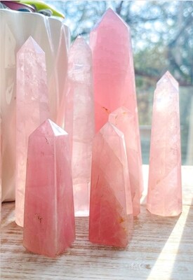 Rose Quartz Tower Point Wand Obelisk Genuine Crystal