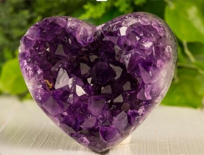 Amethyst Heart Shape Crystal Druzy Geode Cluster Natural Stone