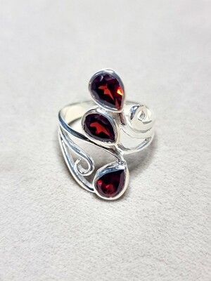 Garnet Crystal Ring Gemstone Jewellery 925 Sterling Silver