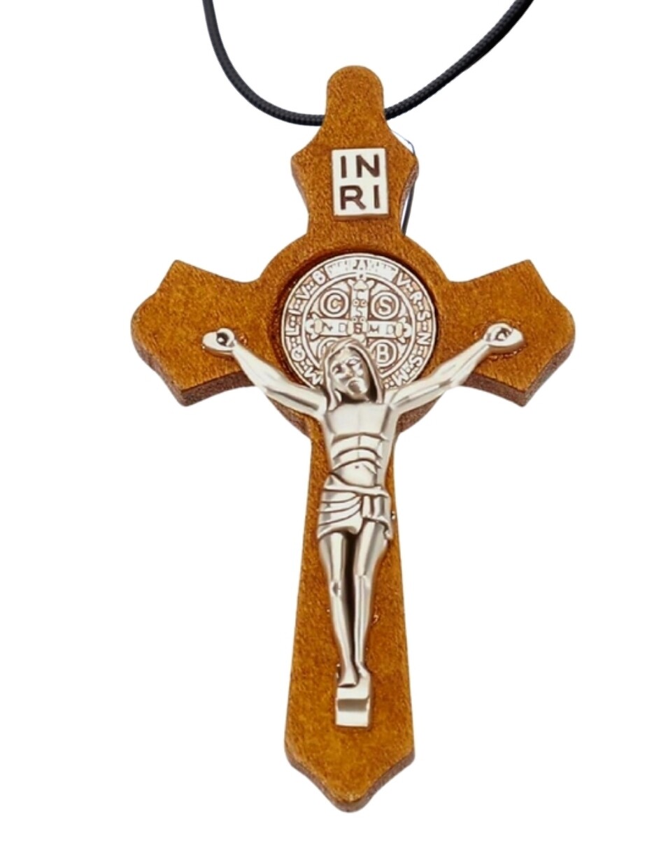 Wooden Cross Crucifix Christian Jesus Necklace 