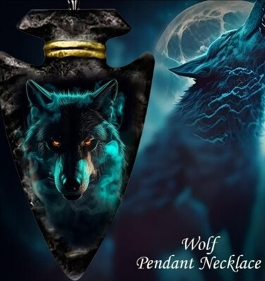 Wolf Pendant Necklace Black Arrow Shape Gothic Jewellery 