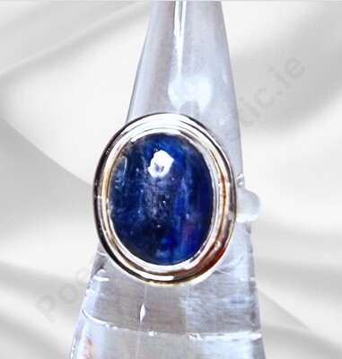 Kyanite Crystal Ring Oval Style 925 Sterling Silver "Soul Glow" 
