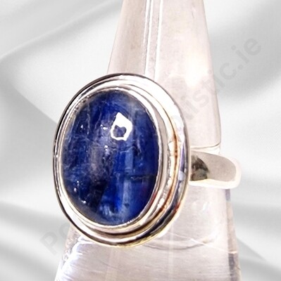 Kyanite Crystal Ring Oval Style 925 Sterling Silver &quot;Soul Glow&quot; 