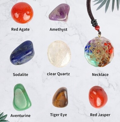 Chakra Healing Crystals and Necklace Set