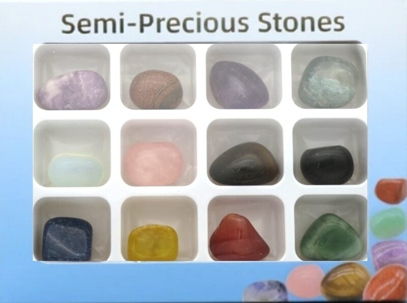 Tumbled Stones and Crystals Gift Box with 12 pcs crystal set