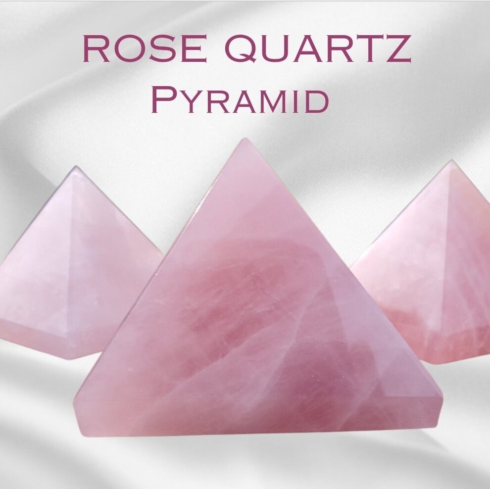 Rose Quartz Pyramid Solid Feng Shui Spiritual Reiki Natural Stone 5-6 cm