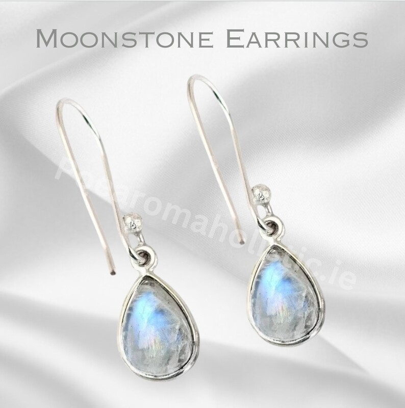 Moonstone Earrings Teardrop Crystal Style 925 Sterling Silver