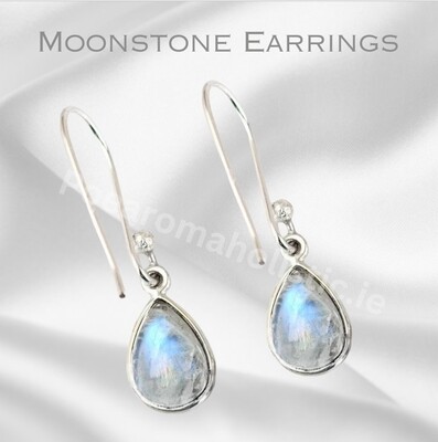 Moonstone Earrings Teardrop Crystal Style 925 Sterling Silver