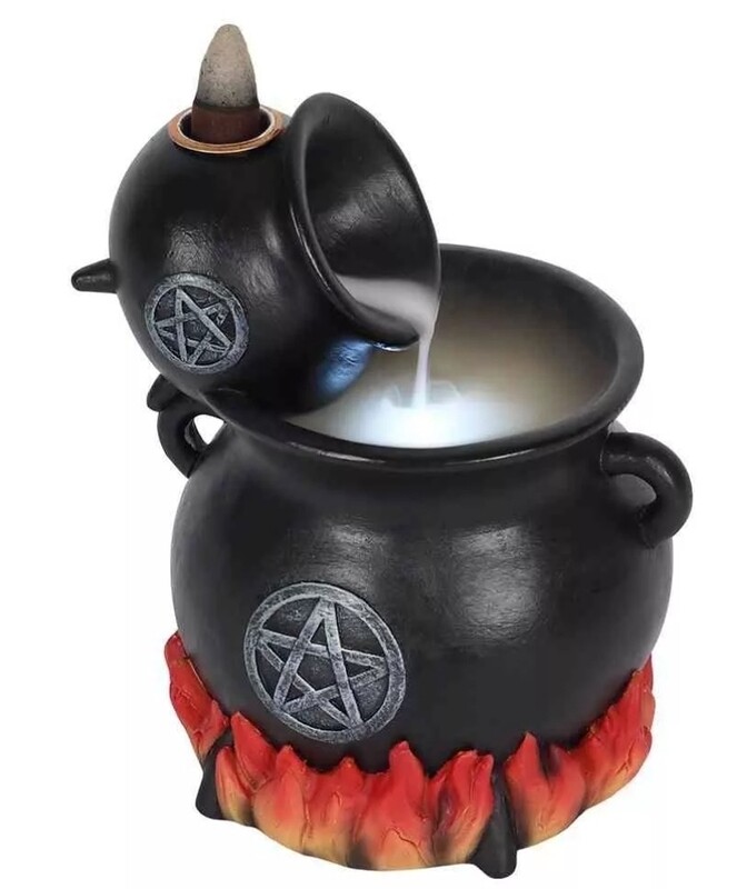 Pouring Cauldrons on Fire Backflow Incense Burner - Black / Witchcraft 