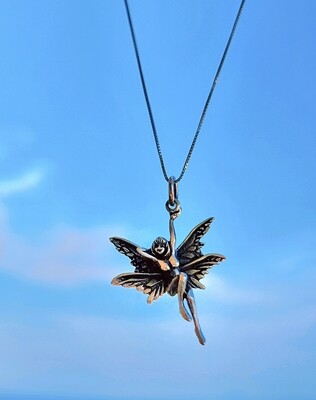 Fairy Necklace 925 Sterling Silver Pendant "DREAMING FAIRY "