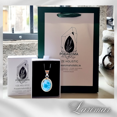 Larimar Crystal Amulet Natural Stone Pendant Necklace 