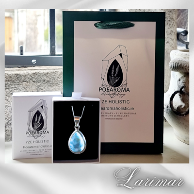 Larimar Crystal Amulet Natural Stone Pendant Necklace 