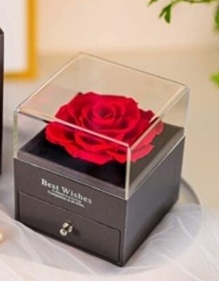 Soap Rose in a Jewellery Gift Box, Red Rose in Gift Box Eternal Flowers Infinity Rose for Women