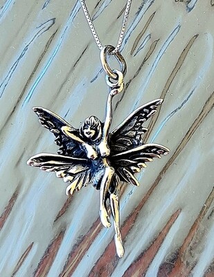 Fairy Necklace 925 Sterling Silver Pendant &quot;DREAMING FAIRY &quot;