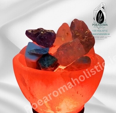 Himalayan Salt Lamp Chakra Crystals Fire Bowl Shape Large Complete Large 16×13cm
