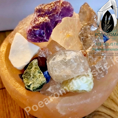 Himalayan Salt Lamp Chakra Crystals Fire Bowl Shape Large Complete Large 16×13cm