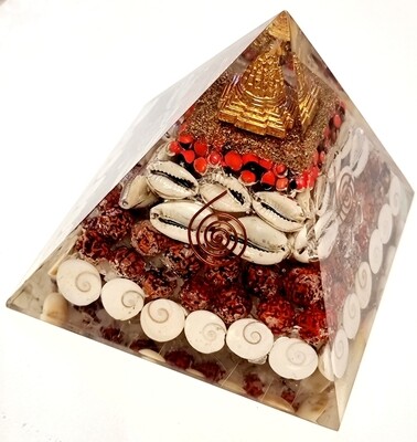 Rudraksha Shell Orgone Crystal Pyramid Gold Temple Feng Shui Spiritual Reiki Natural Stone XLARGE 