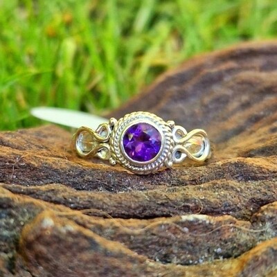 Amethyst Crystal Ring 925 Sterling Silver