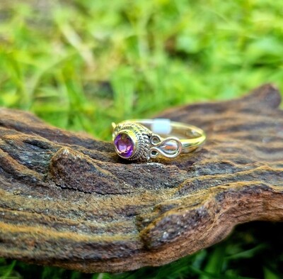 Amethyst Crystal Ring 925 Sterling Silver