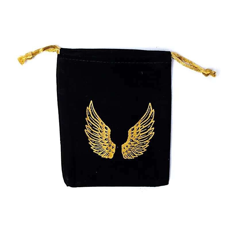 Velvet pouch angel wings crystals tarot storage gift bag
