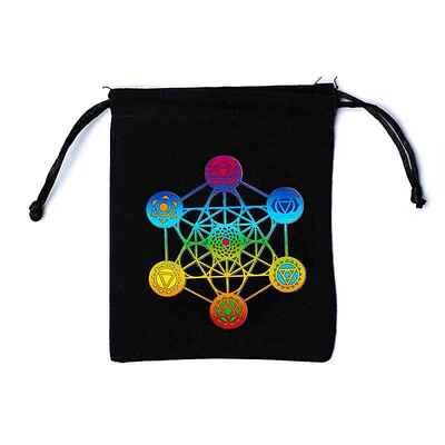 Cotton pouch Metatron&#39;s cube black