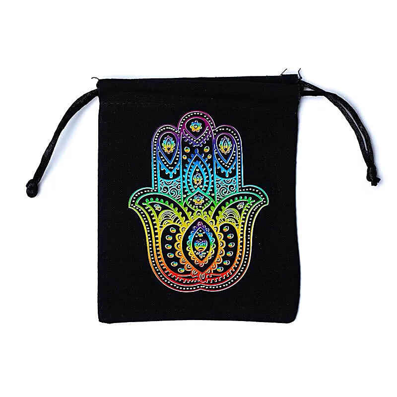 Cotton pouch Khamsa black