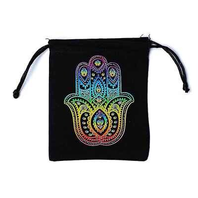 Cotton pouch Khamsa black
