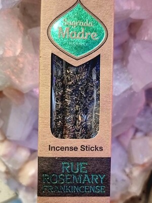 Incense Sticks Herbal Rue, Rosemary &amp; Frankincense Sagrada Madre Organic 
