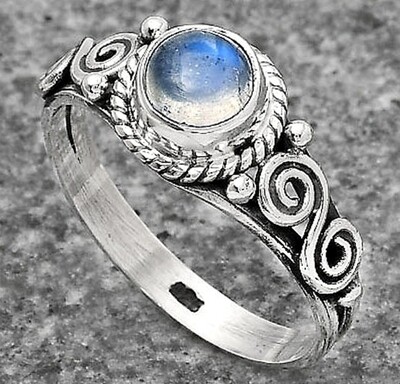 MOONSTONE ROUND RING STYLE 925 STERLING SILVER