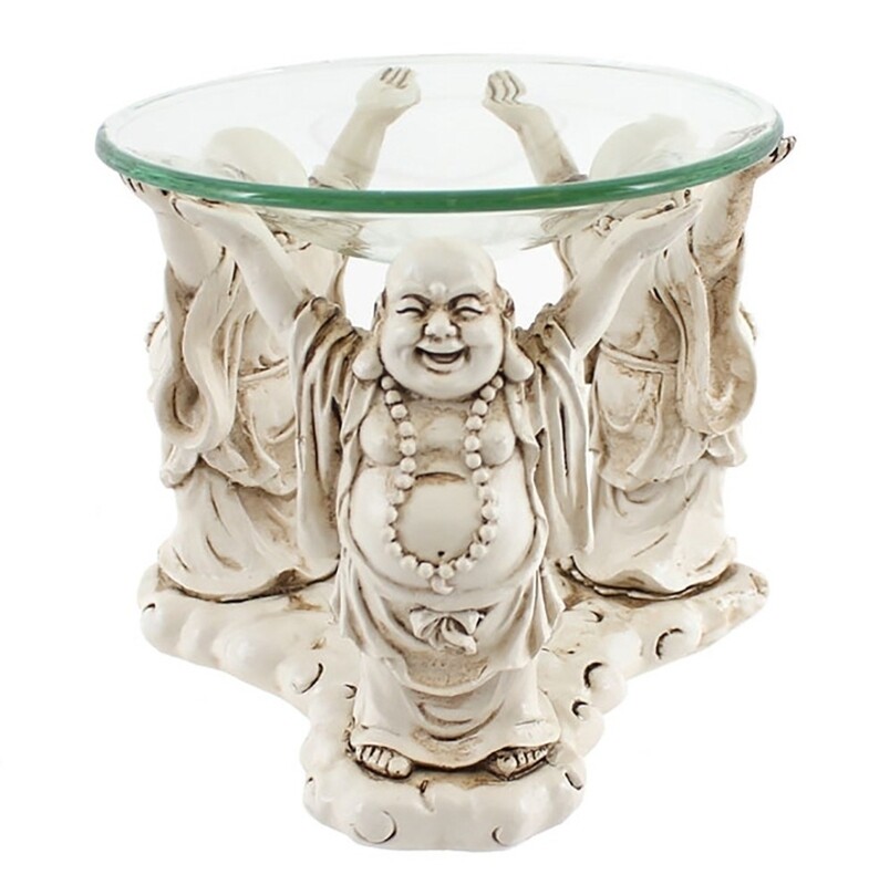 Buddha Oil Wax Aroma Burner Laughing Buddha Happy Fortune Figurine Large
