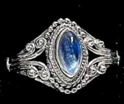 MOONSTONE CRYSTAL RING MARQUISE STYLE 925 SILVER GEMSTONE 