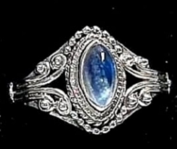 MOONSTONE CRYSTAL RING MARQUISE STYLE 925 SILVER GEMSTONE 