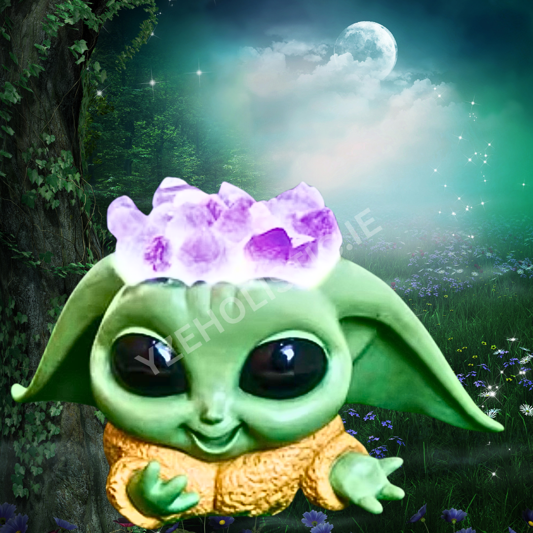 YODA CRYSTAL LAMP DISNEY STAR WARS THE MANDALORIAN BABY YODA MOOD LAMP LIGHTS UP AMETHYST CRYSTAL CLUSTER GEODE FIGURINE LARGE