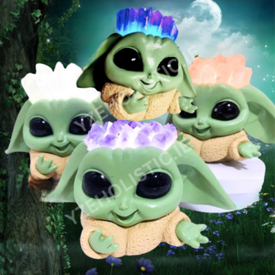 CITRINE YODA CRYSTAL LAMP DISNEY STAR WARS THE MANDALORIAN BABY YODA MOOD LAMP LIGHTS UP CITRINE CRYSTAL CLUSTER GEODE FIGURINE LARGE
