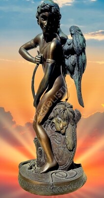 MAIL IPOS FALLEN ANGEL BRONZE FIGURINE VINTAGE COLLECTABLE 3D STAND LARGE