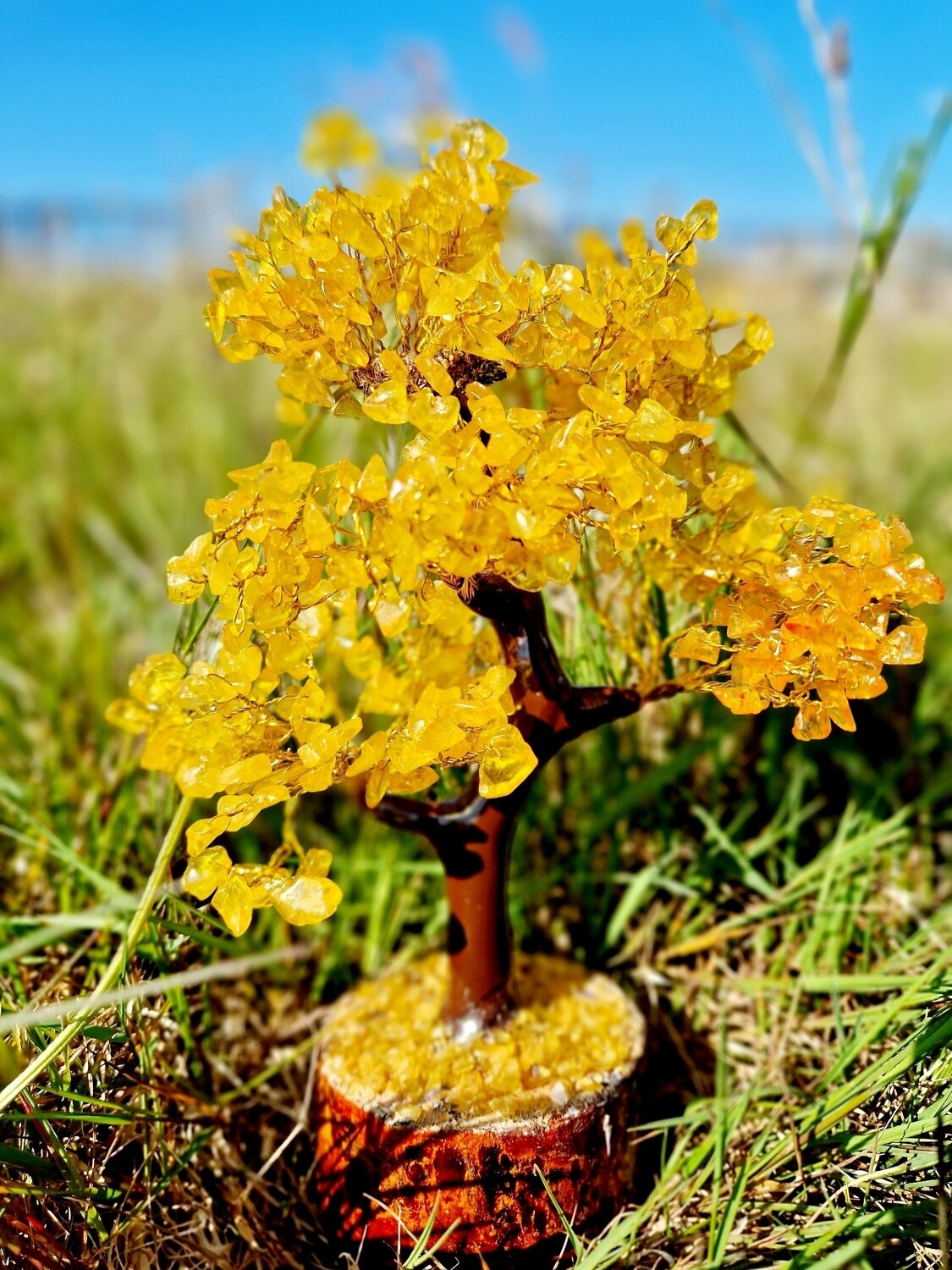 Tree of Life Large Gem Stone Citrine Crystal Tree Crystal Tumbled Stone Feng Shui Tree of Life Gems Money Tree Office Decorations Decoration  +- 35cm
