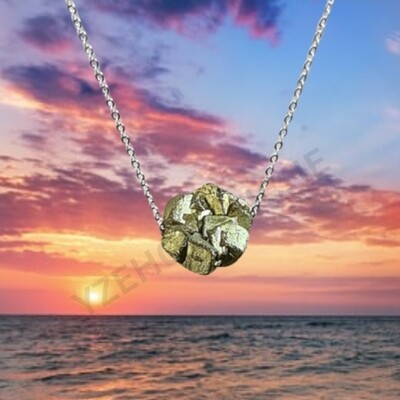 Pyrite Crystal Necklace - Abundance - Prosperity - Luck - Grounding - Balancing 925 Sterling Silver