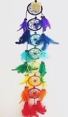 DREAMCATCHER RAINBOW CHAKRA LONG FEATHER MULTICOLOUR 
