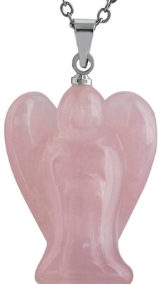 Rose Quartz Angel Necklace Carving Crystal Figurine