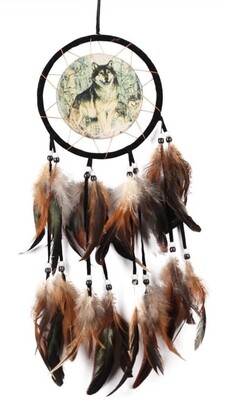 Wolf Dreamcatcher Feather Green 