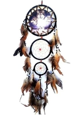 Wolf Dreamcatcher Black Wolf Handmade Traditional Circular Dream Catcher Home Decor Wall Car Hanging Ornament