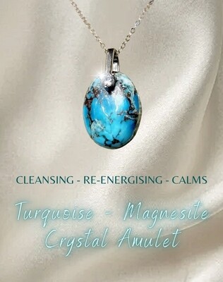 Turquoise Magnesite Earth Power Сrystal Amulet 925