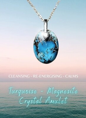 Turquoise Magnesite Earth Power Сrystal Amulet 925 