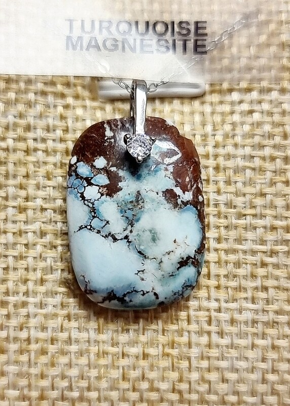 Turquoise Magnesite Earth Power Сrystal Amulet 925 Silver
