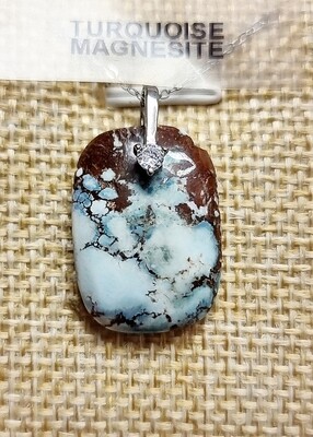 Turquoise Magnesite Earth Power Сrystal Amulet 925 Silver
